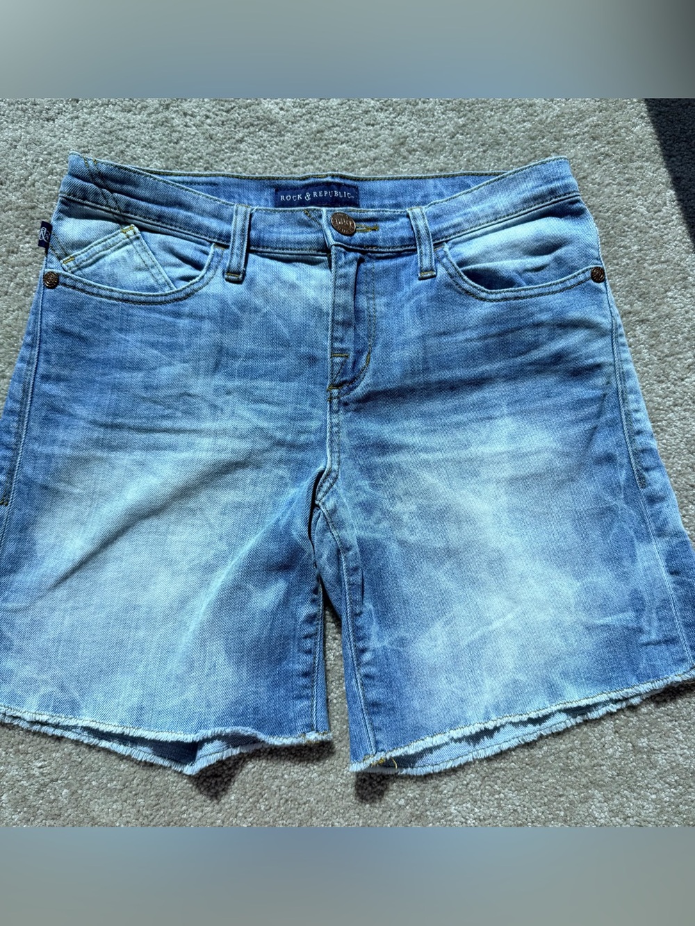 Rock & Republic Light Blue Washed Denim Cutoff Shorts